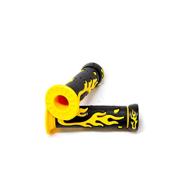 Yellow Flame Motorcycle Rubber Hand Grips 7/8