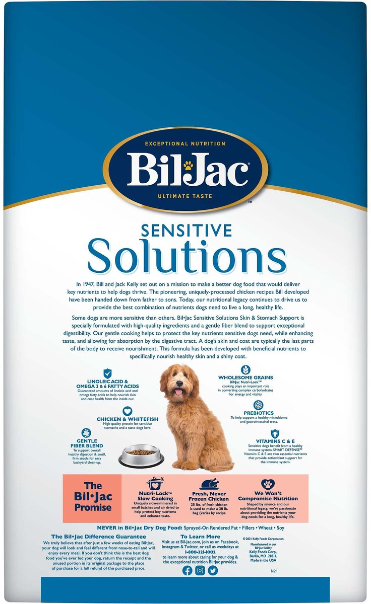 Bil-Jac Sensitive Solutions Chicken and Whitefish Recipe Dry Dog Food