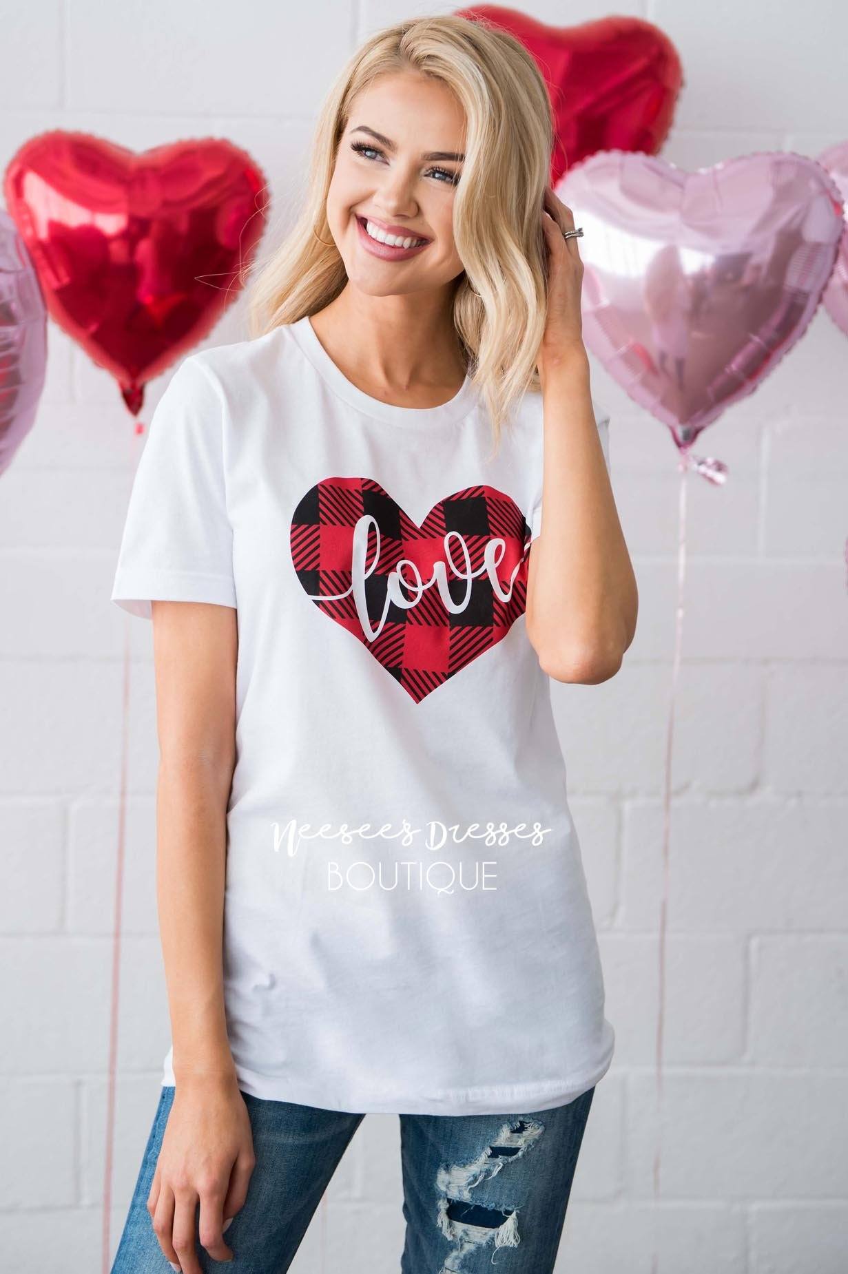 Plaid Love Heart Graphic Tee