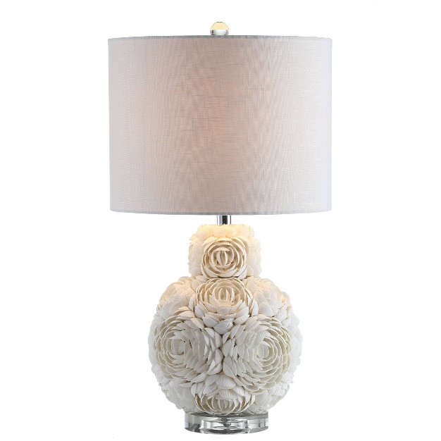 Seashell Rosette Table Lamp includes Led Light Bulb White Jonathan Y