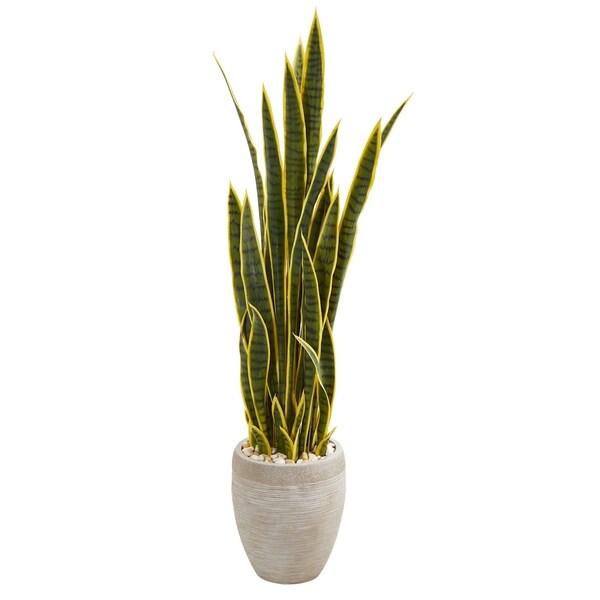 52 Sansevieria Artificial Plant in Sand Colored Planter