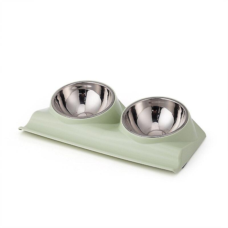 15° Tiled stainless steel double dog bowls