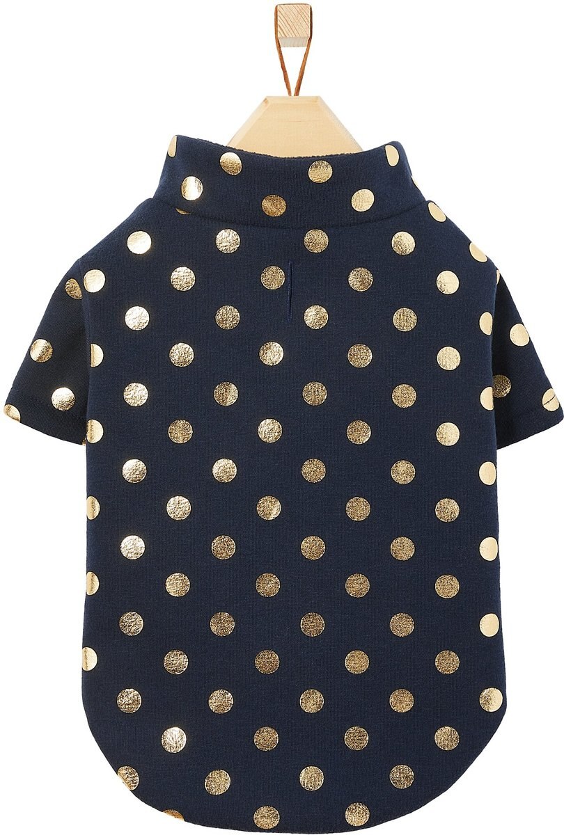 Frisco Gold Dotted Dog and Cat Jacket， Navy