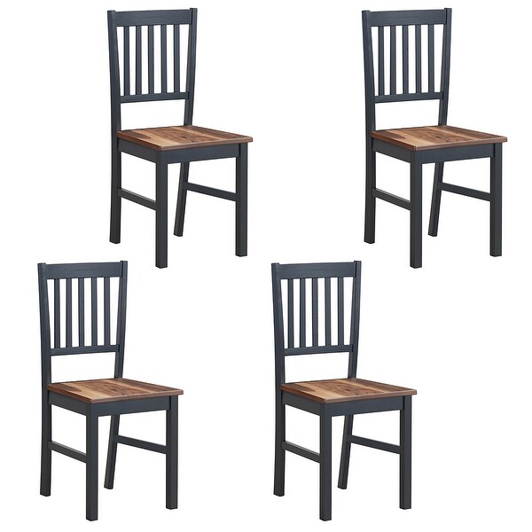 4 PCS Wood Dining Chairs Restaurant Kitchen Side Chair with Wide Seat