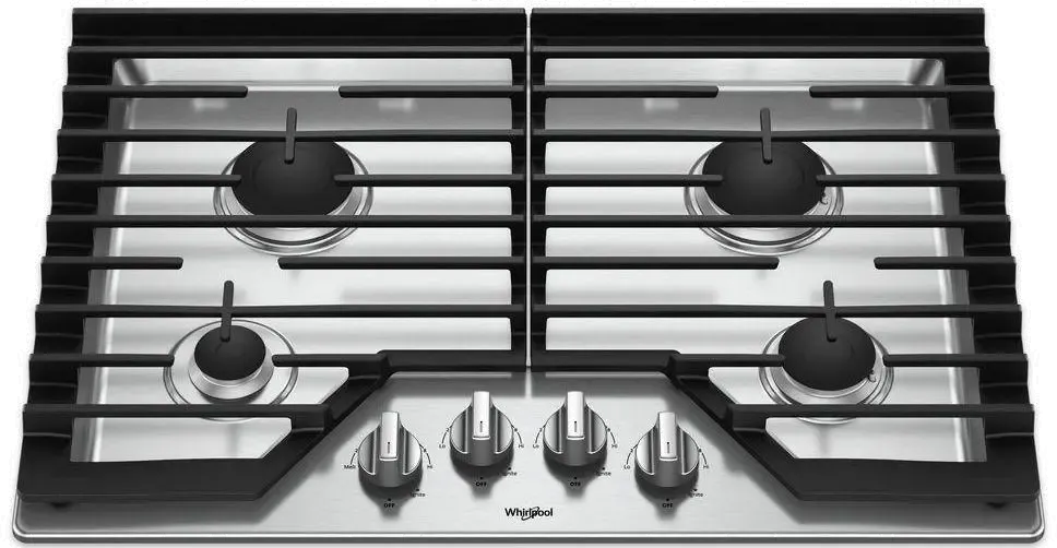 Whirlpool 30 Inch 4-Burner Gas Cooktop - Stainless Steel