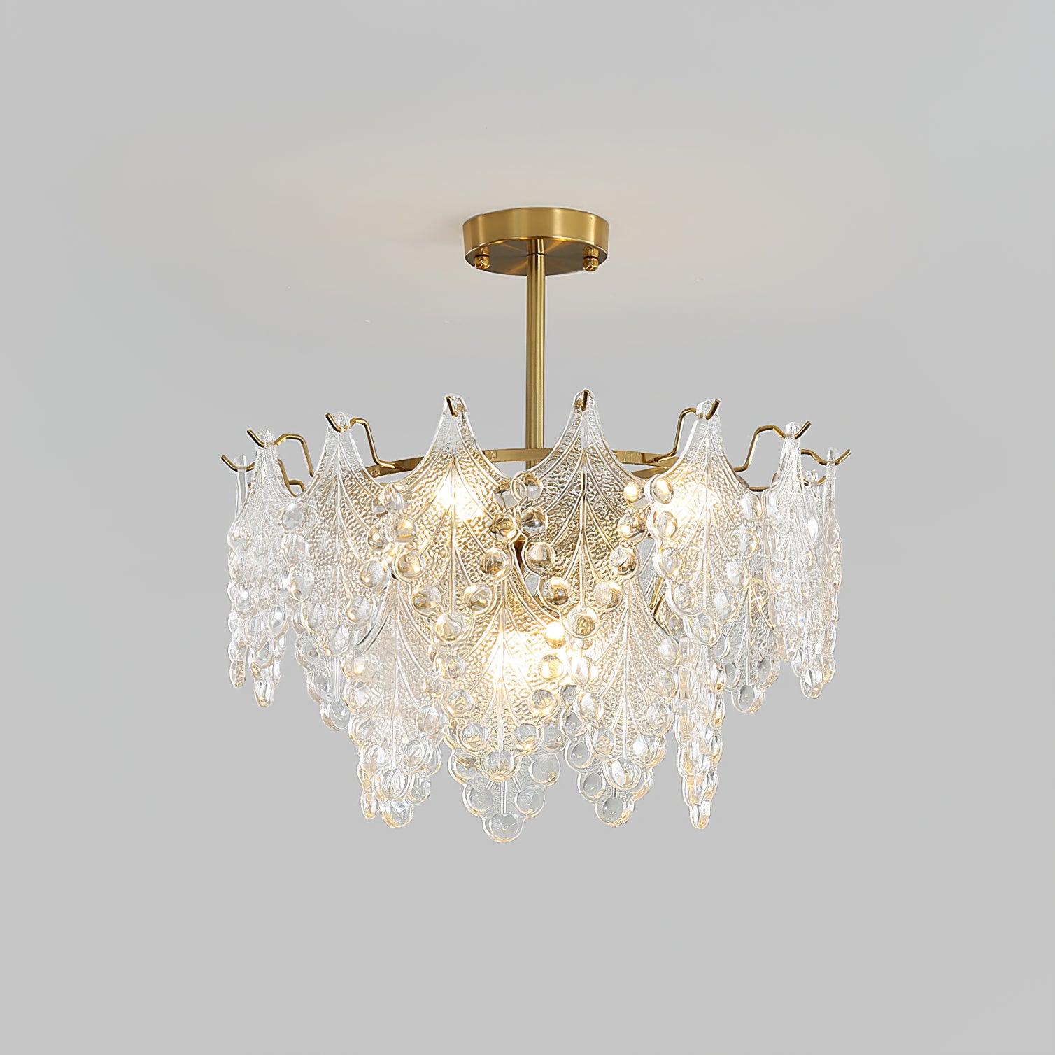 Tiered Carved Glass Chandelier