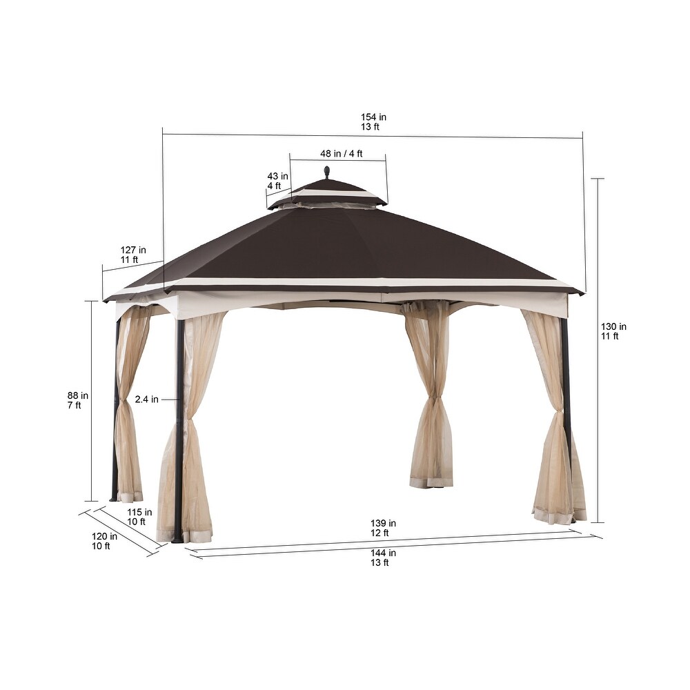 Sunjoy 10.5 ft. x 13 ft. Tan and Brown 2 tier Steel Gazebo