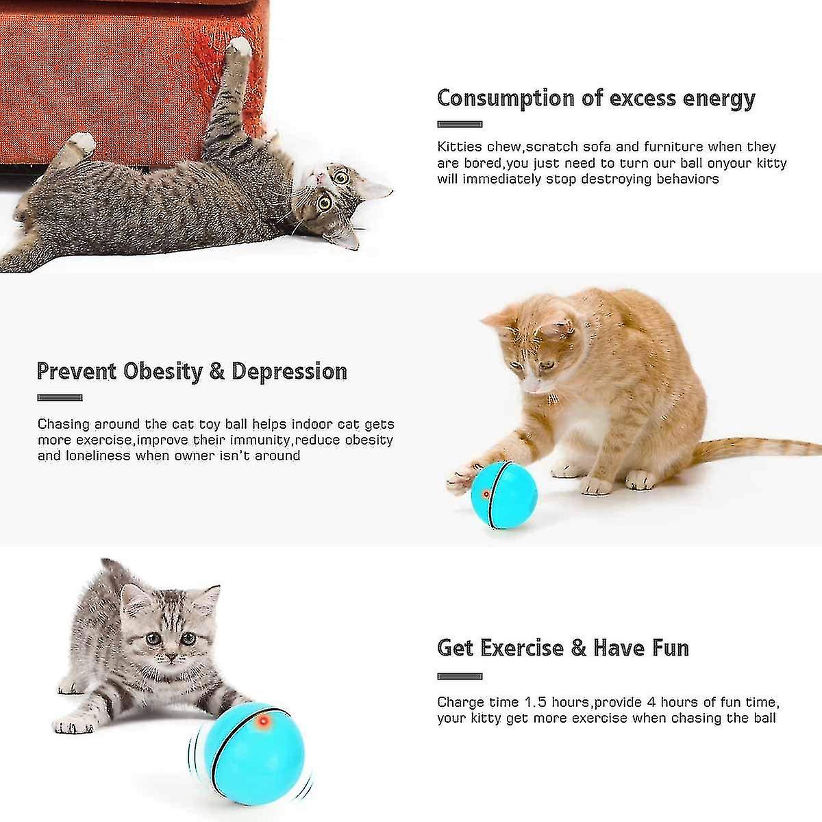 Cat Toy Toy Ball With Led Light Auto 360 Degree Rotation And Usb Charging Interactive Cat Toy For Pet