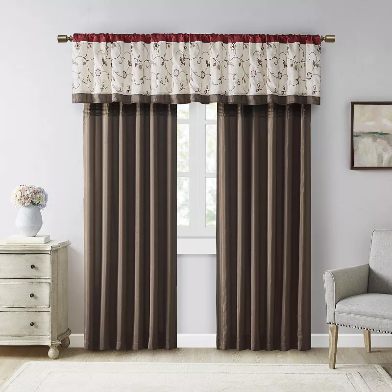 Madison Park 1-Panel Belle Light Filtering Embroidered Rod Pocket Window Curtain