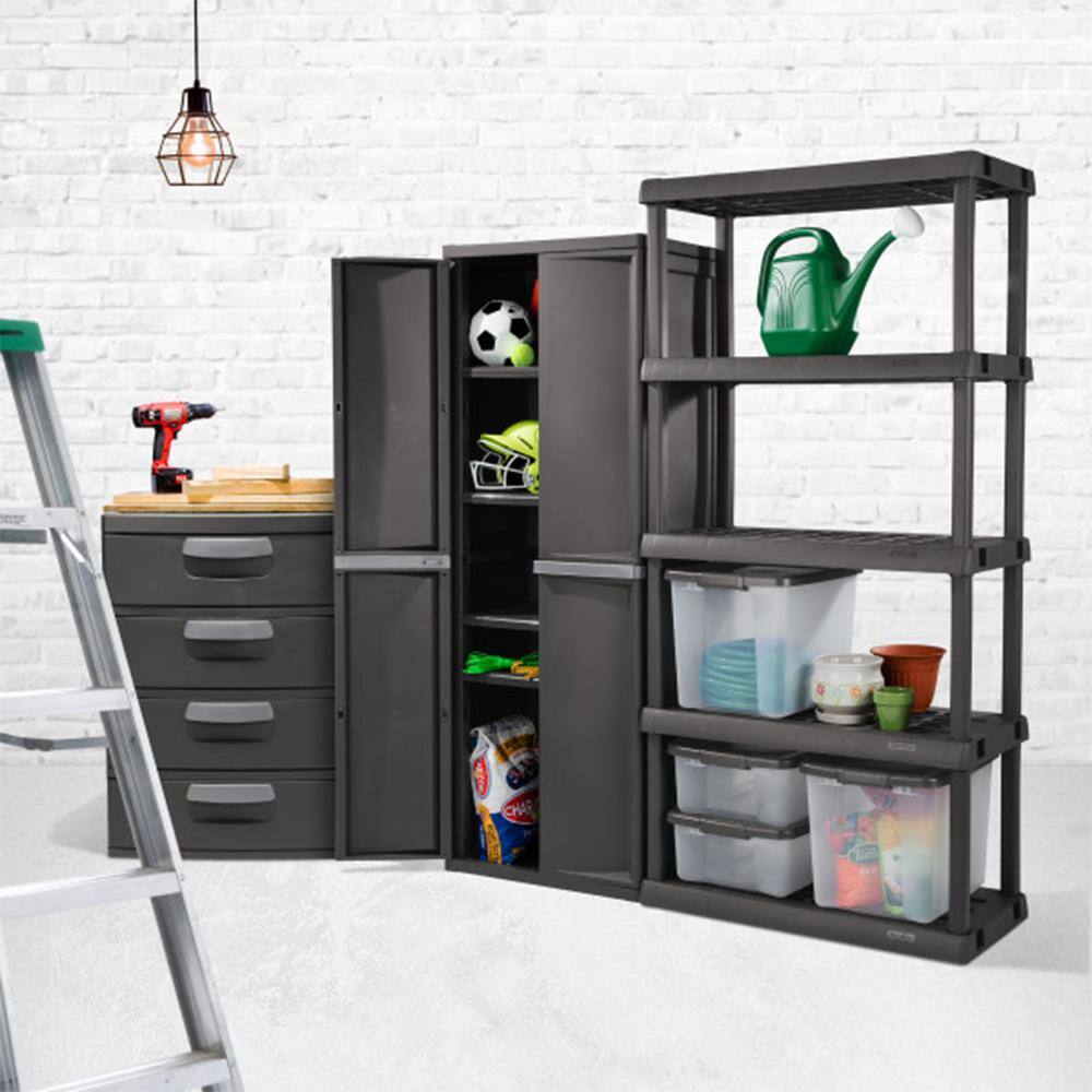 Sterilite Adjustable 4-Shelf Gray Storage Cabinet with Doors 01423V01-WMT