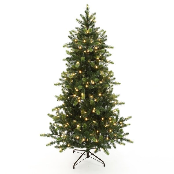 6Ft PreLit Hinged Green Full Fir Artificial PE Christmas Tree