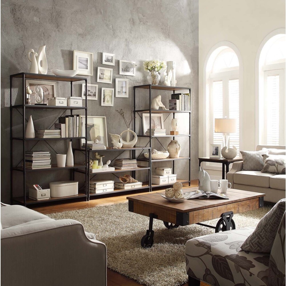 Harrison Industrial Rustic Pipe Frame Shelf Media Tower by iNSPIRE Q Classic