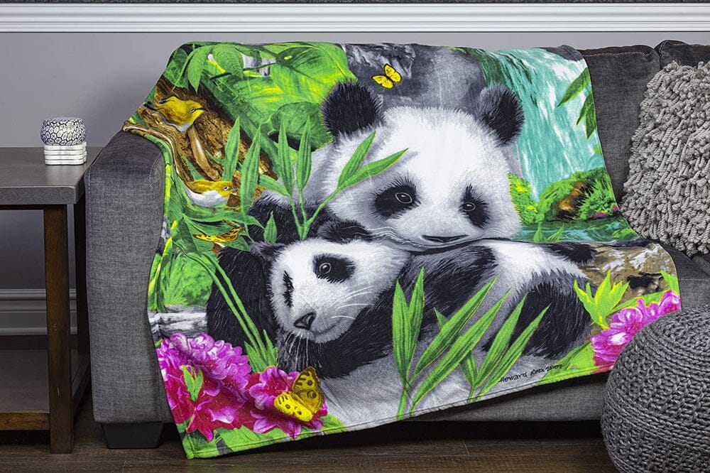 Precious Pandas Super Soft Plush Fleece Throw Blanket