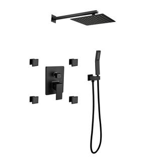 Utopia 4niture Finn 10 in. Shower Head 3-Jet Shower System with Handheld Shower in Matte Black HAS-B511-10MB