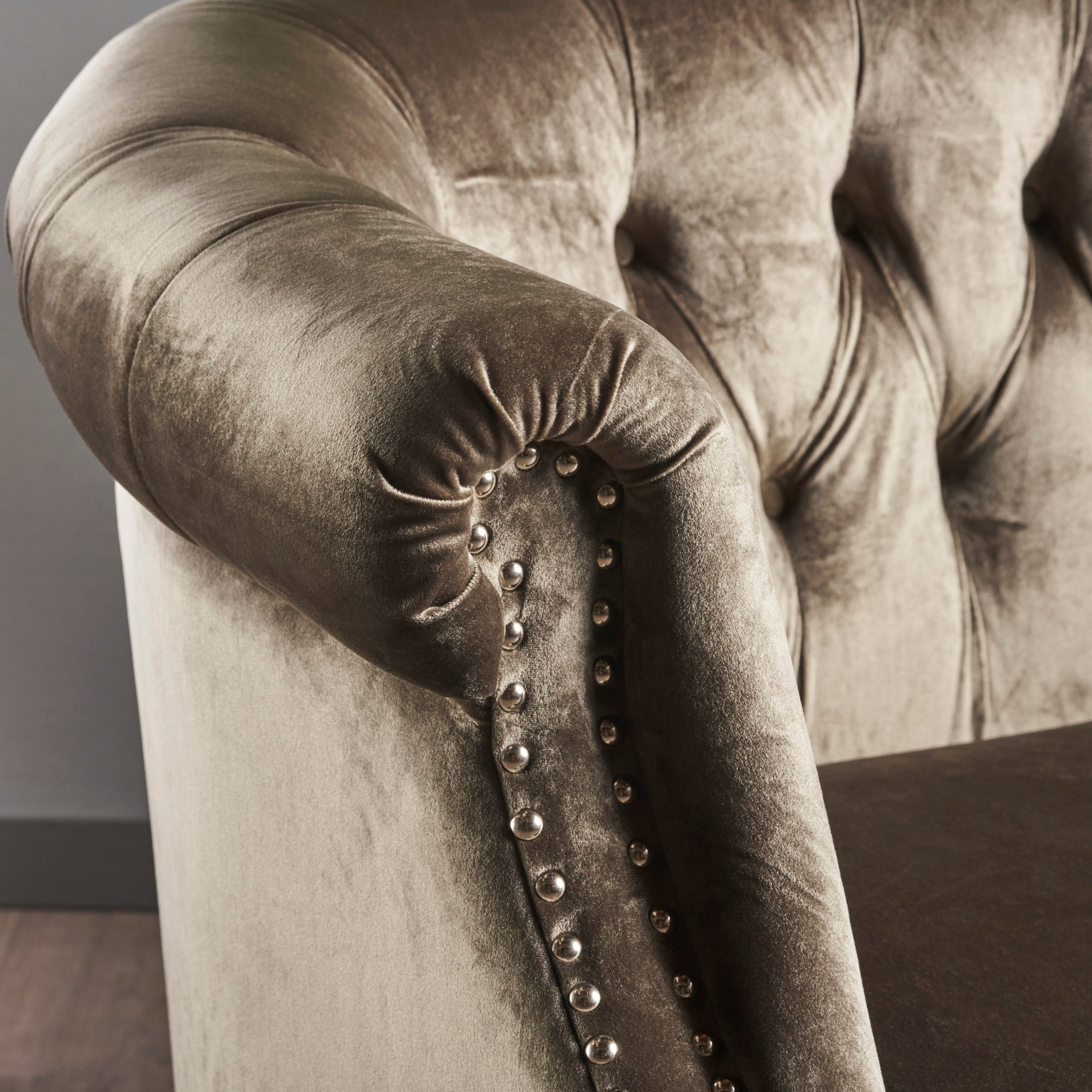 Melaina Tufted Scroll Arm New Velvet Loveseat