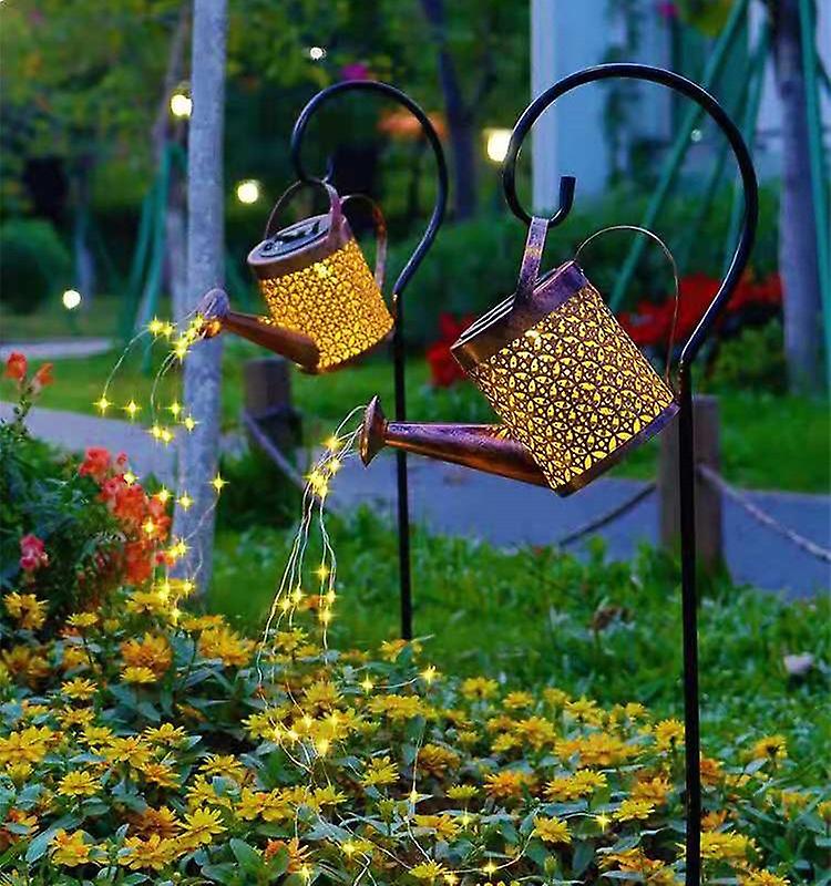 Watering Can Solar Lights， Solar Wrought Iron Lamp Waterproof Star Shower Light Outdoor Solar Garden Lights For Garden， Patio， Yard