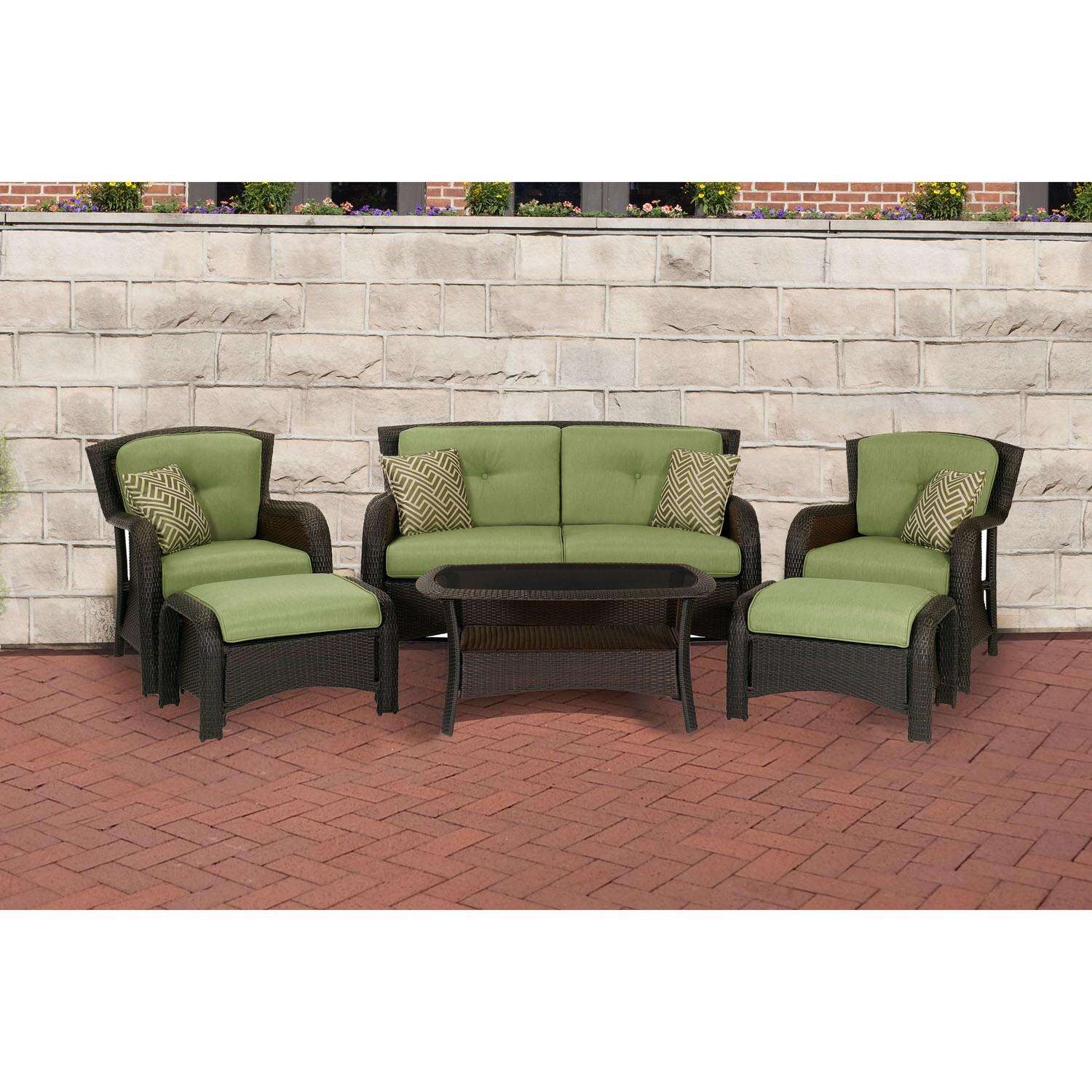 Hanover Corolla 6 pc Brown Steel Traditional Deep Seating Set Cilantro Green