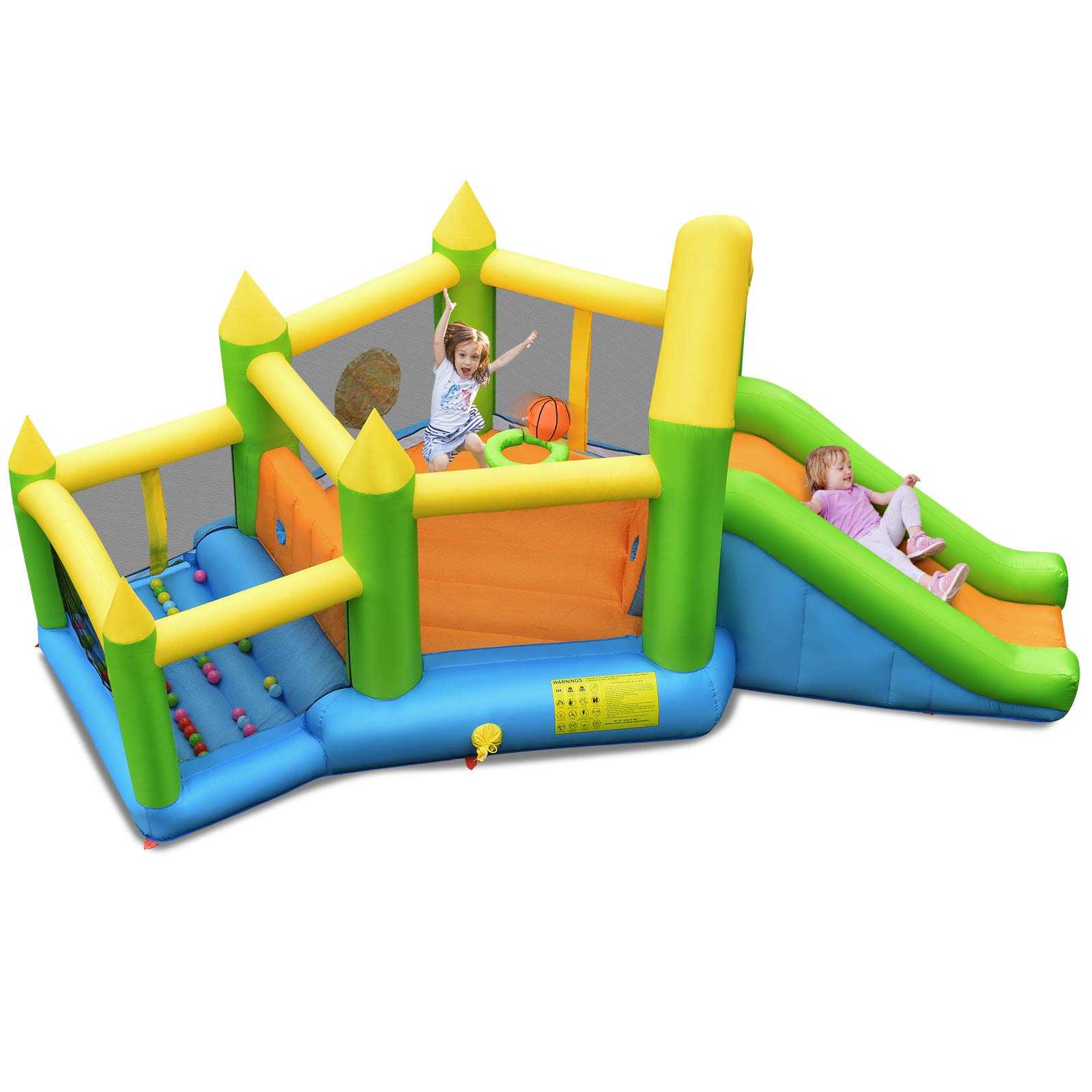 BOUNTECH Inflatable Bounce House, Kids Jump 'n Slide Bouncer w/ Long Slide