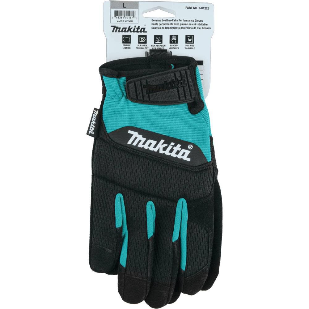 Makita Performance Gloves Genuine Leather Palm Large T-04226 from Makita