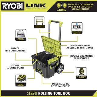 RYOBI LINK Rolling Tool Box with LINK Medium Tool Box and LINK Standard Tool Box STM201-STM102-STM101