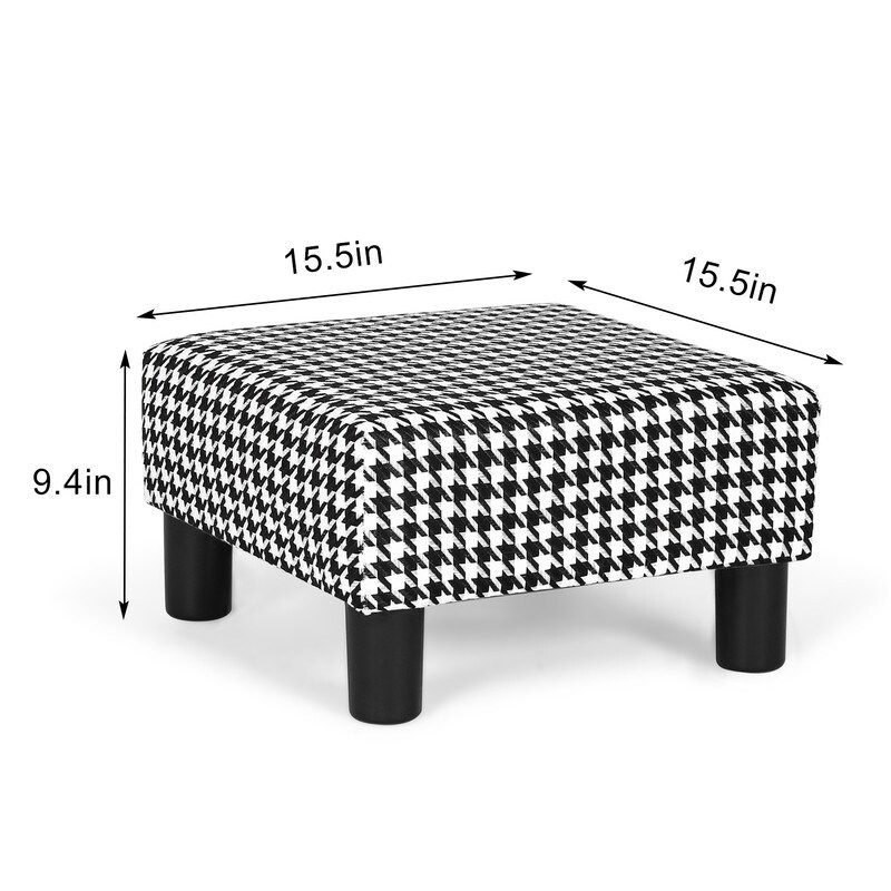 Adeco Small Square Footstool Ottoman Modern Fabric Footrest Stool