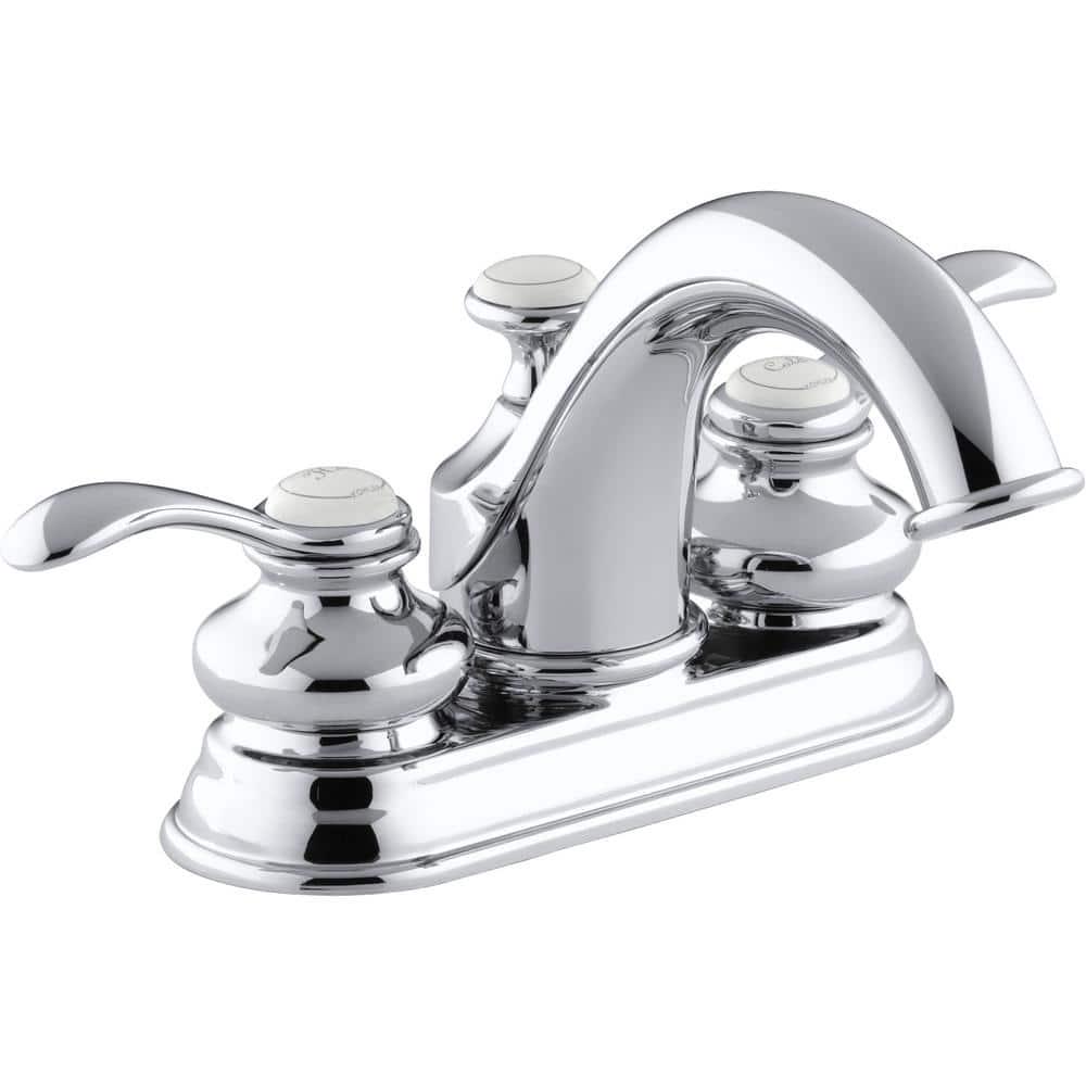 KOHLER Fairfax 4 in Centerset 2Handle WaterSaving Bathroom Faucet in Polished Chrome with Lever Handles