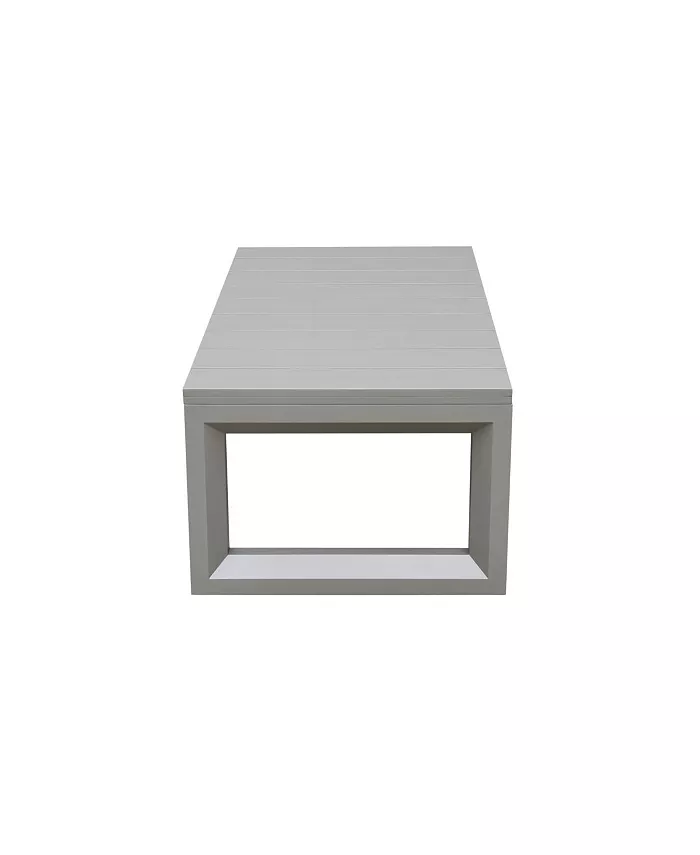 Simplie Fun Outdoor Showcase: Contemporary Cocktail Table - Neutral Style Beveled End Panels Geodesic Pattern - Rust-Resistant Scratch and Weather-Resistant Aluminum Frame