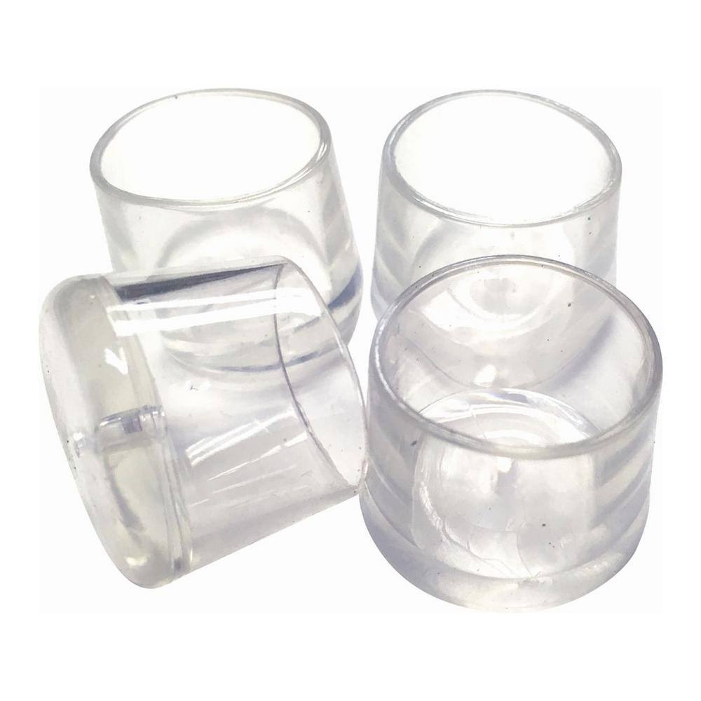 Everbilt 34 in. Clear Rubber Like Plastic Leg Caps for Table Chair and Furniture Leg Floor Protection (4-Pack) 46210