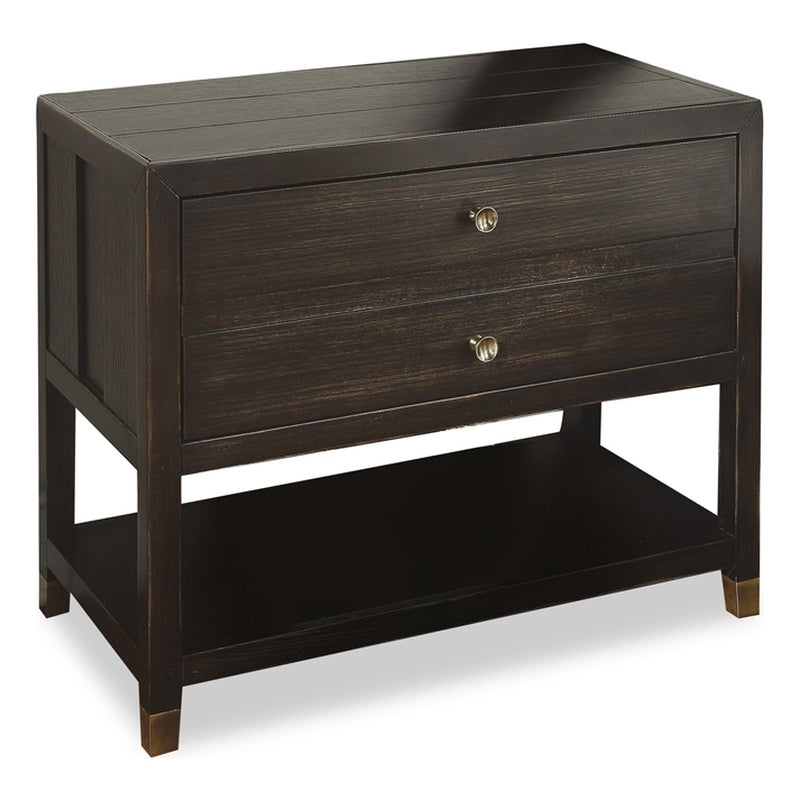 Home Square Mid-Century Wood Open Nightstand in Dark Brown - Set of 2