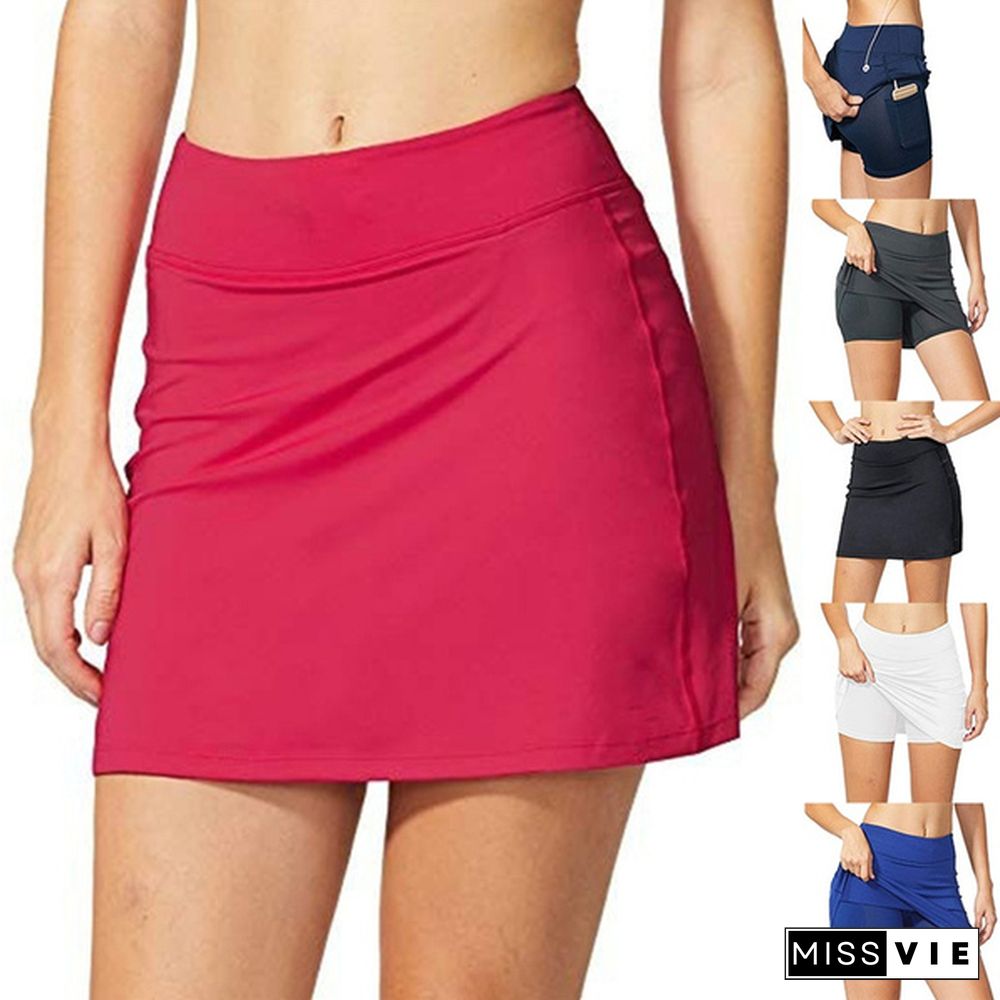 Summer Fashion Women's Active Athletic Skort Skirt With Pockets For Running Tennis Workout