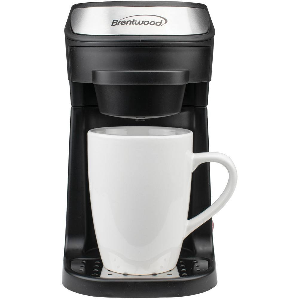 Brentwood 1-Cup Black Single-Serve Coffee Maker with Mug TS-111BK