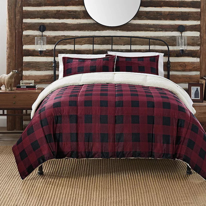 Serta? Cozy Plush Buffalo Plaid 3-Piece Comforter Set with Shams