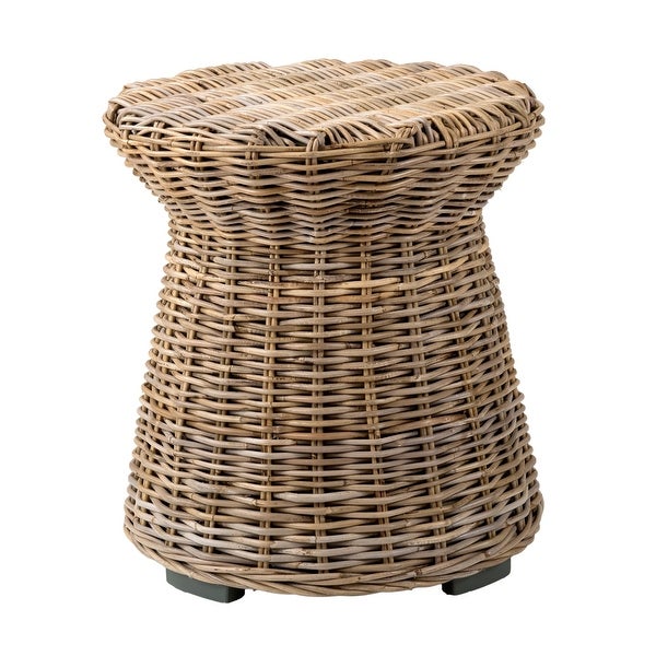 East at Main Distressed Natural Rattan Hourglass Accent Table