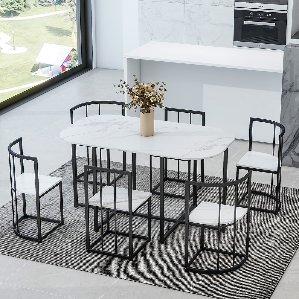 7 Piece Dining Table Set Kitchen Table Set for 6