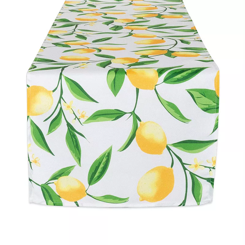 14 x 72 Yellow and Green Lemon Bliss Print Rectangular Table Runner