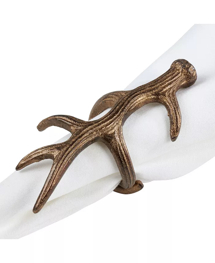 Saro Lifestyle Rustic Napkin Ring With Antler Design Set of 4