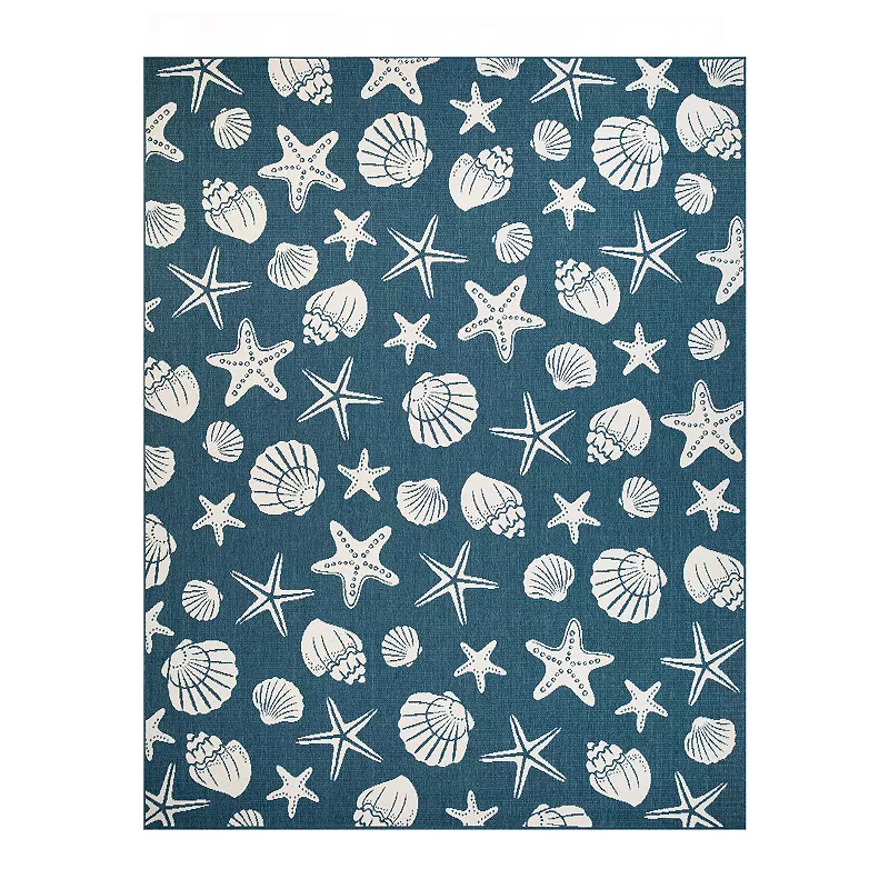 Superior Seashells and Starfish Indoor/Outdoor Area Rug