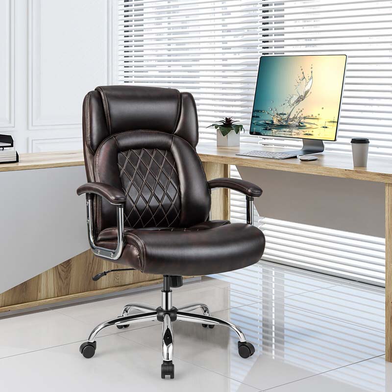 500 LBS Big & Tall Office Chair, Extra Wide Seat Leather Executive Chair, Height Adjustable Swivel Computer Desk Chair