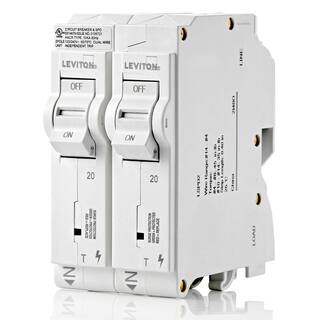 Leviton Surge Protective Device with Two 20 Amp 1-Pole Standard Thermal Magnetic Branch Circuit Breakers LSPD2-T