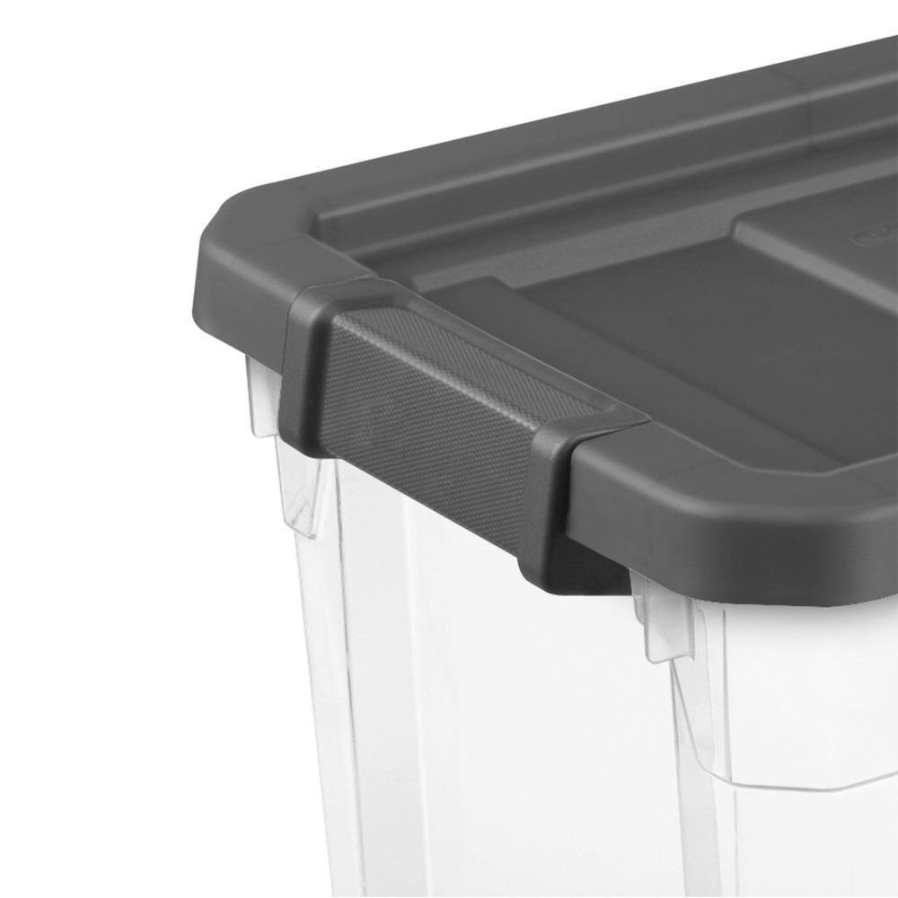 Sterilite 30 qt. Clear Plastic Storage Bin Totes with Latching Lid in Grey (12-Pack) 12 x 14733V06