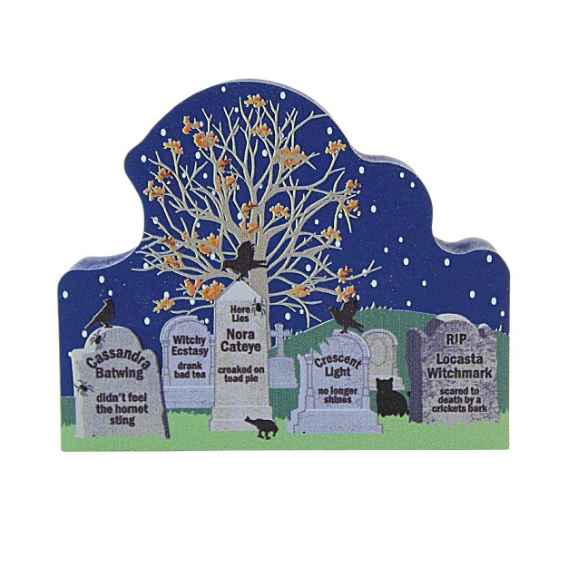 Cat x27 s Meow Village Witches Graveyard One Accessory 2 25 Inches Halloween Stones Crows Casper 23633 Wood Multicolored