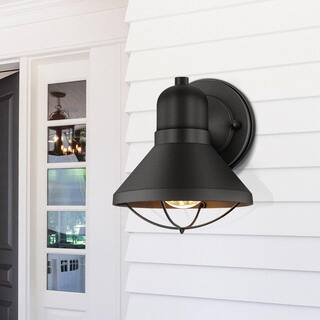 TRUE FINE Richland 1-Light Powder-Coated Black Outdoor Wall Lantern Sconce (Set of 2) 9012OT-2PK