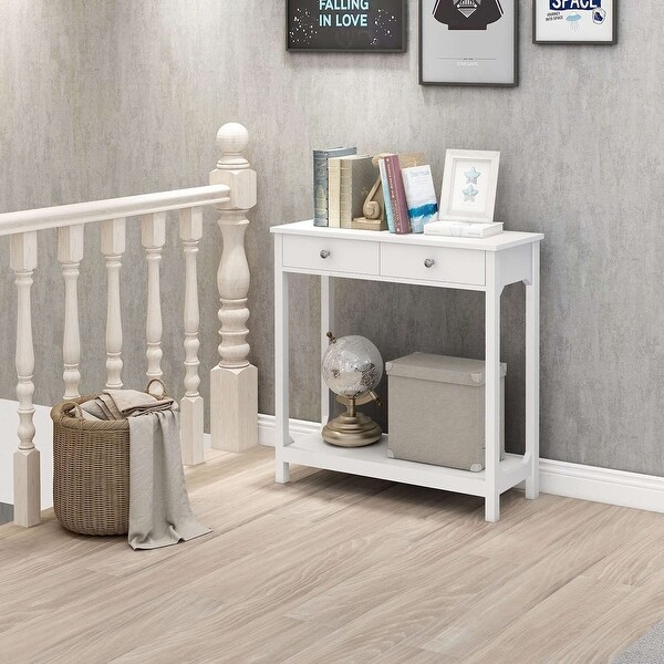 Console Table with 2 Drawers Entryway Couch Sofa Table with Storage Shelf Narrow Long Hallway Foyer Table for Living Room