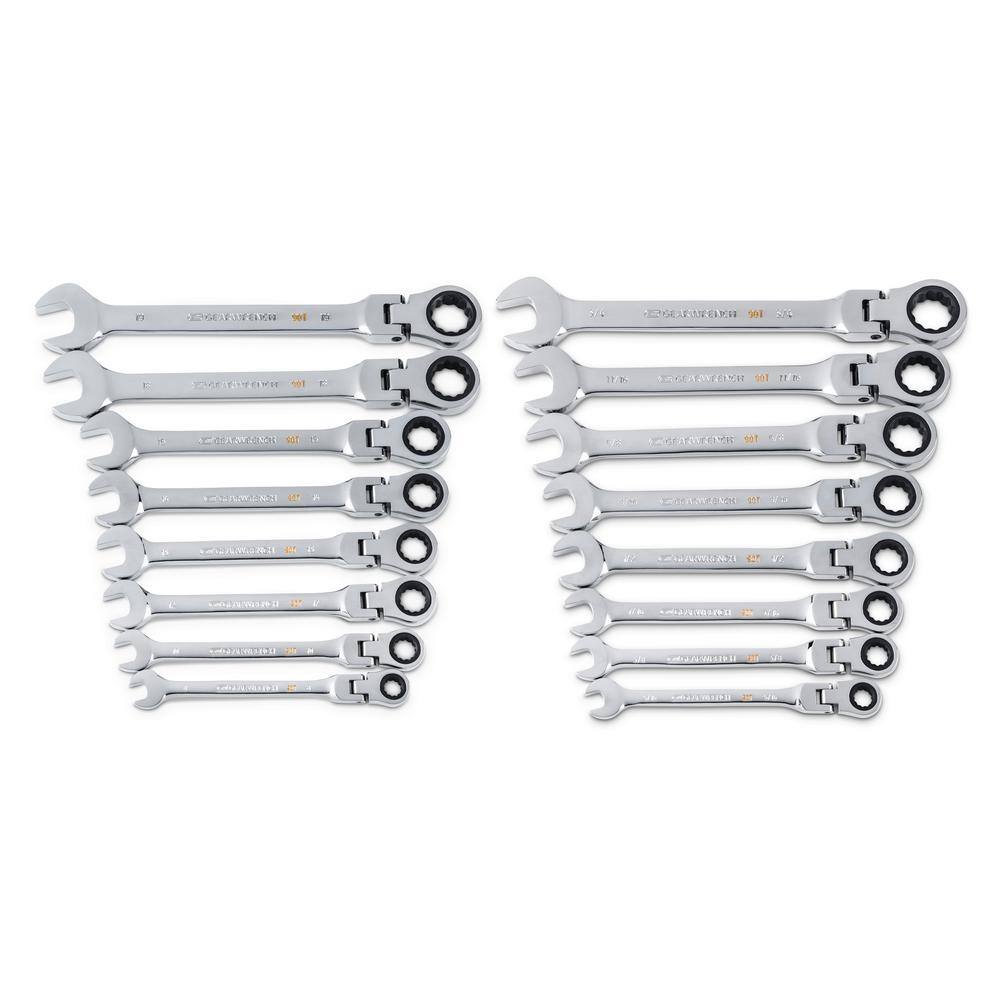 GEARWRENCH Flex Head Combination Ratcheting Wrench Set SAEMM (16-Piece) 8679495COMBO