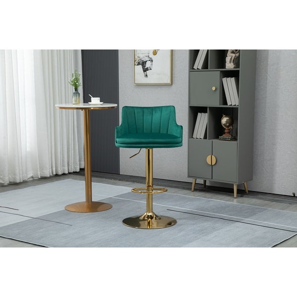 Modern Swivel Barstools with Footrest Velvet Adjustable Height Bar Chairs