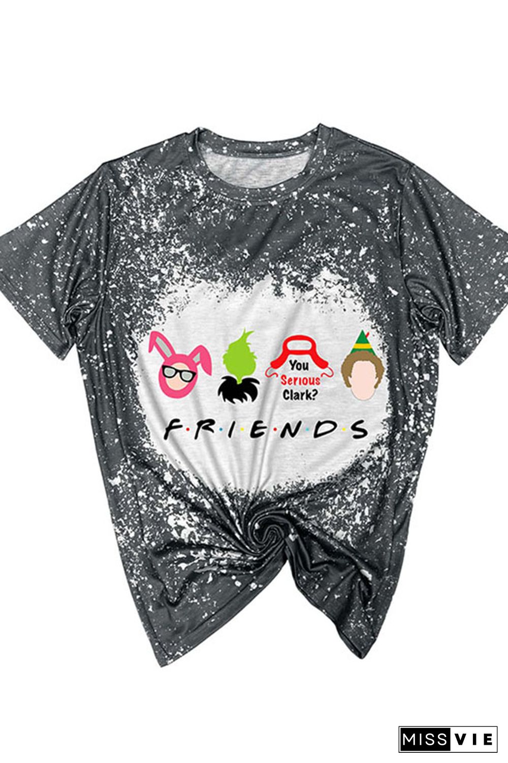 Christmas Friends,Christmas Movie Characters Bleached Graphic Tee Wholesale