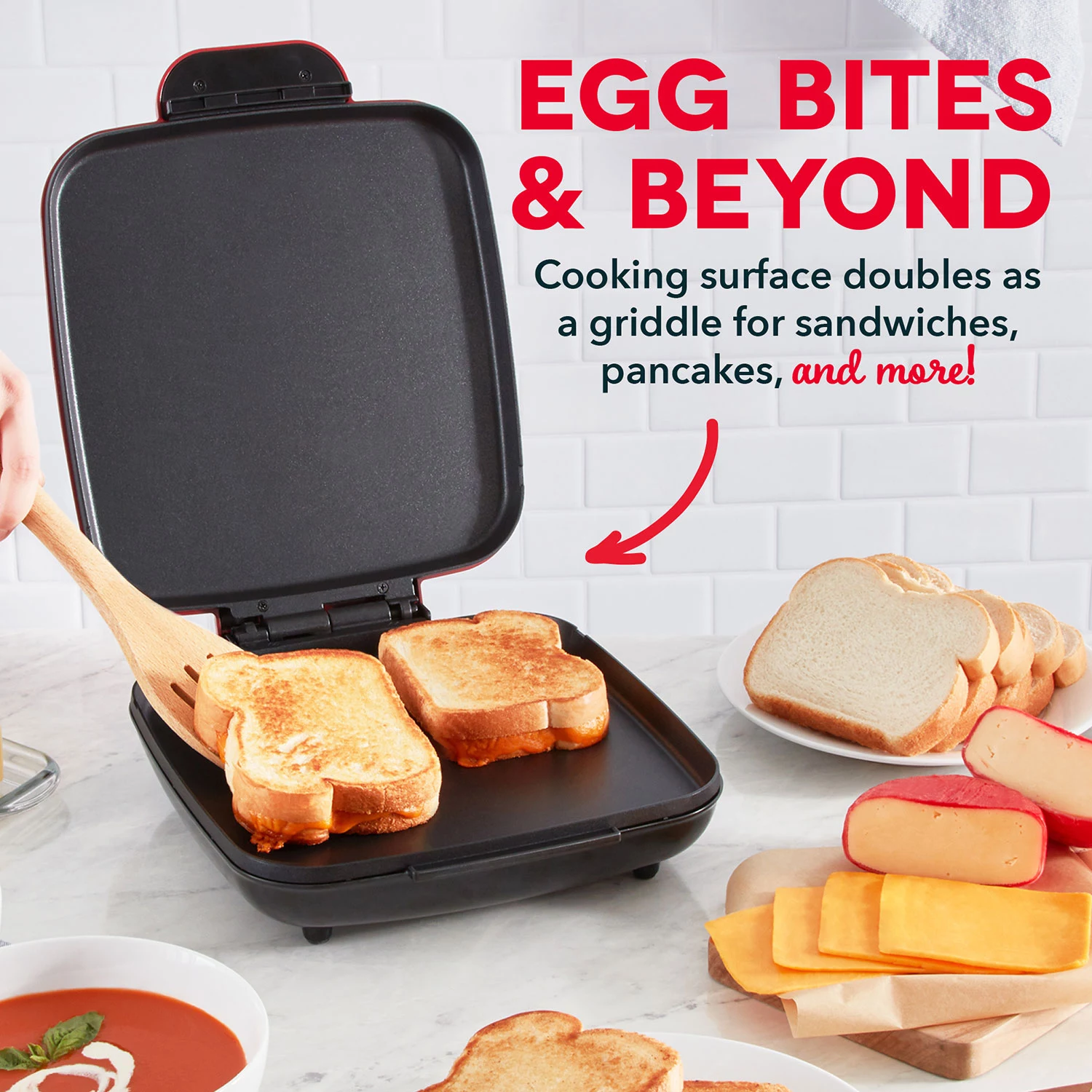 Dash Sous Vide Style Family Size Egg Bite Maker， 9 Egg Bites - Red