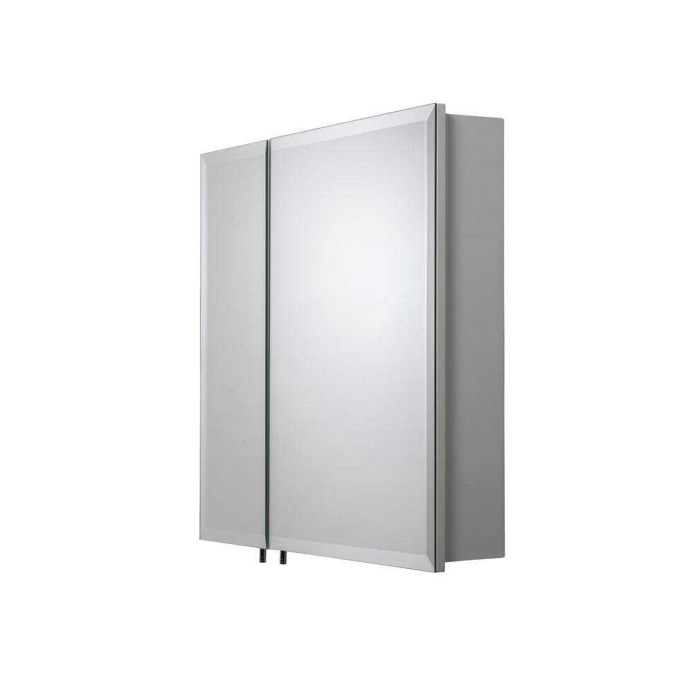 Croydex 24 in. W x 24 in. H x 5 in. D Frameless Bi-View Surface-Mount Medicine Cabinet with Easy Hang System in White WC102122YW