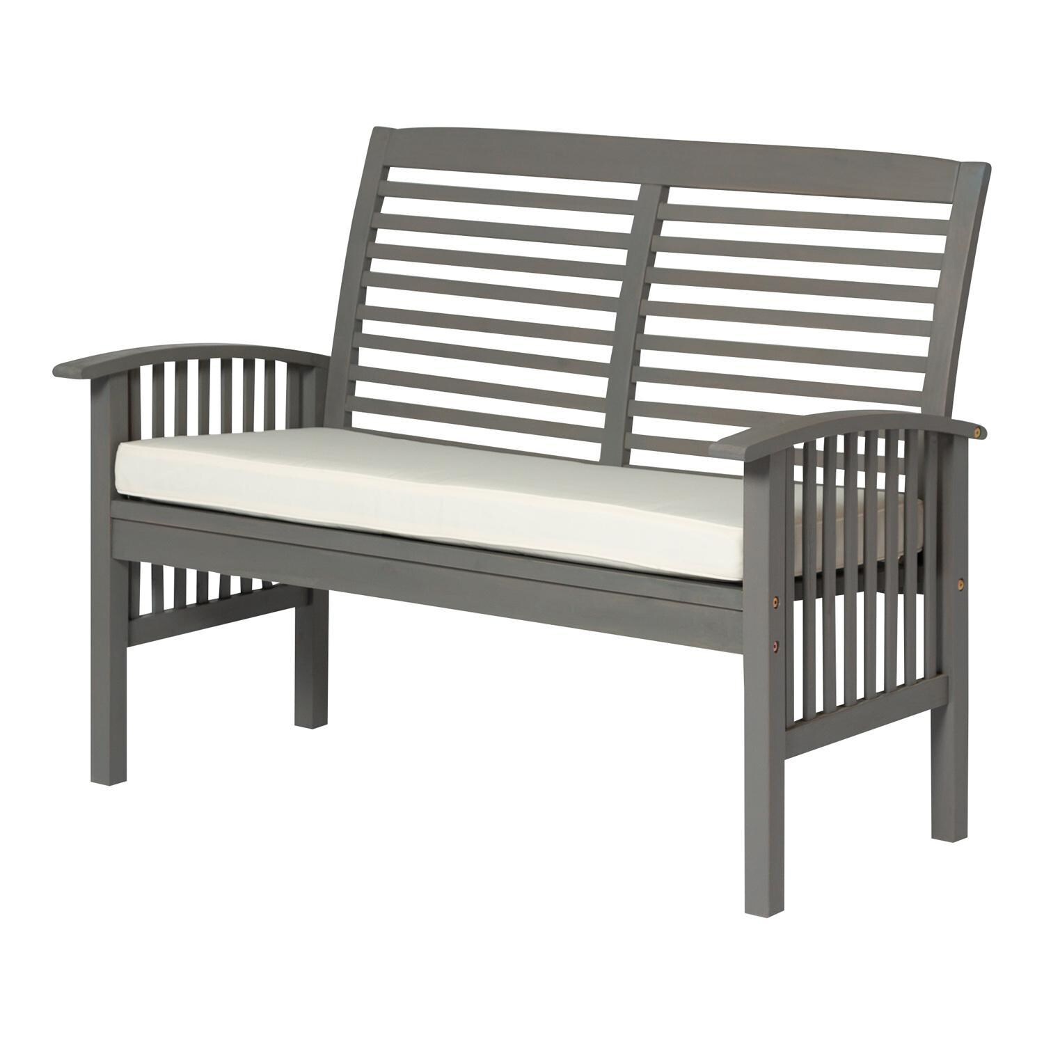 Ultimate Patio Horizon Way Acacia Patio Loveseat W/ Off-White Cushion