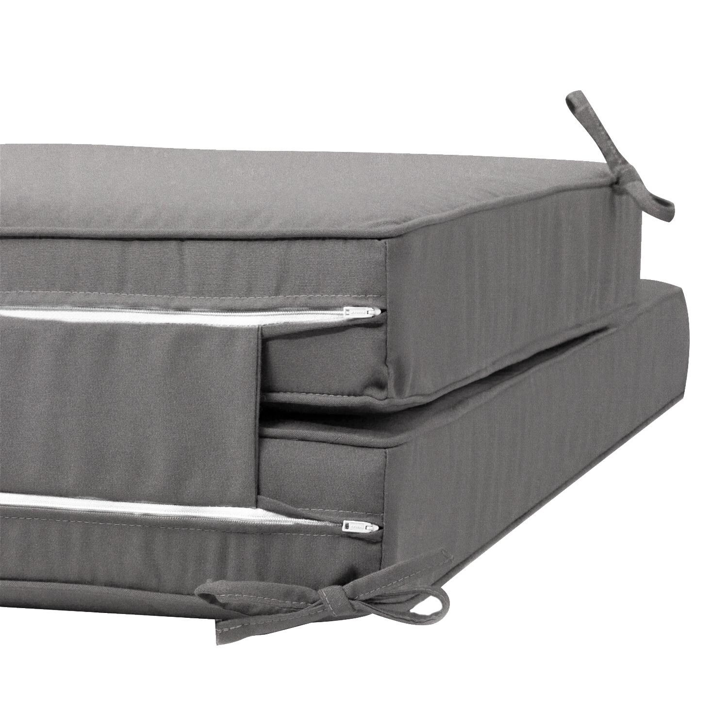 Sunbrella Cast Slate Extra Long Outdoor Replacement Chaise Lounge Cushion W/ Piping By Signature